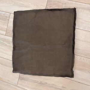 LULU AND GEORGIA Brown 100% Linen Square Pillow Cover Rustic Border 20” X 20”